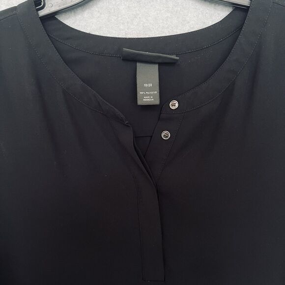 Lane Bryant Popover Top 18/20 Black Lightweight Split Back Office Goth Corporate - Picture 3 of 10